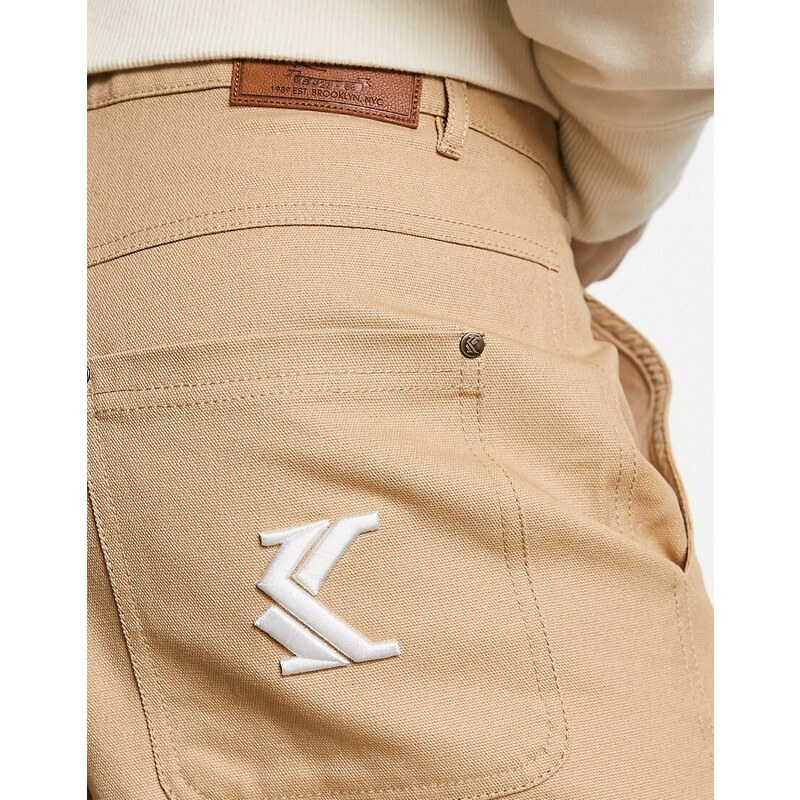 Karl Kani - Jeans beige con logo in coordinato-Neutro