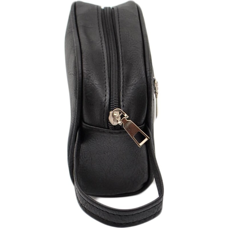 Malu Shoes Pochette in ecopelle uomo a mano nero semitonda con zip e chiusura a portafoglio comodo portaoggetti glamour