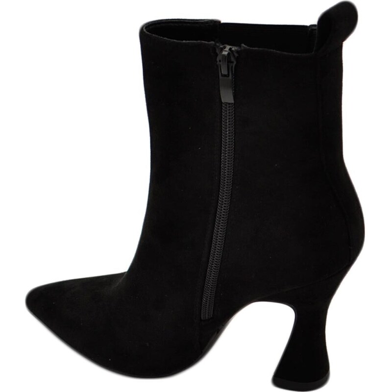 Malu Shoes Tronchetto stivaletto chelsea nero camoscio a punta donna con tacco comodo 6 cm elastico laterale e zip alla caviglia