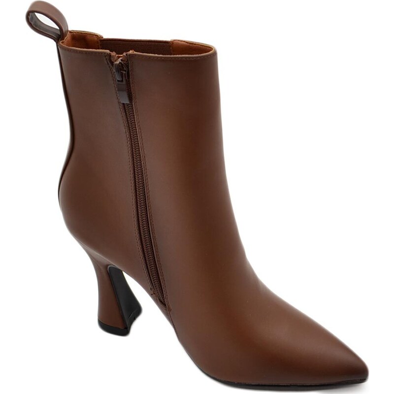 Malu Shoes Tronchetto stivaletto chelsea cuoio a punta donna con tacco comodo 6 cm elastico laterale e zip alla caviglia
