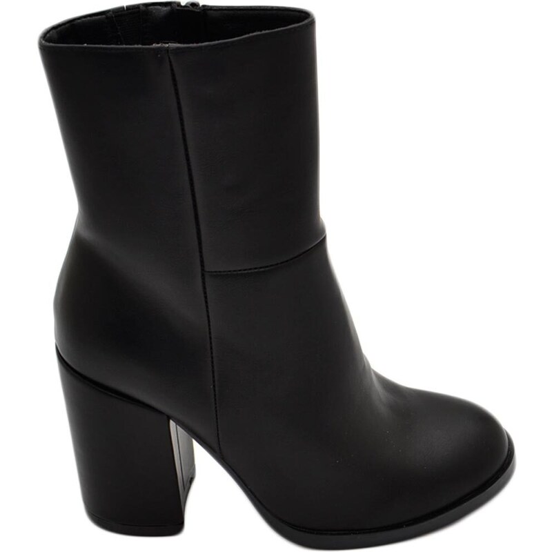 Malu Shoes Stivaletti alti tronchetti donna nero a punta tonda tacco quadrato taglio simmetrico zip moda glamour tendenza