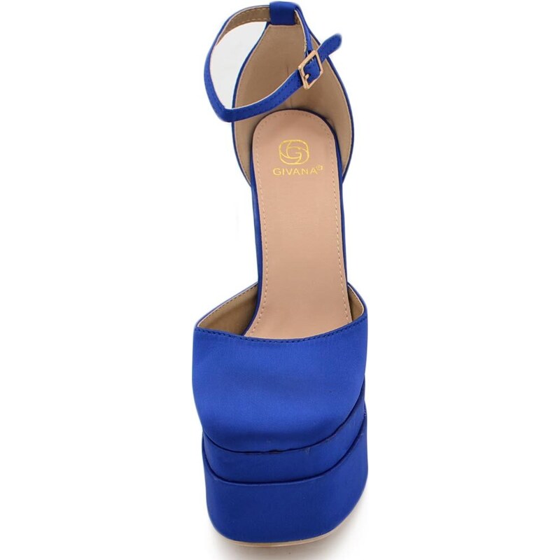 Malu Shoes Scarpe donna platform Mary Jane blu royal cinturino alla caviglia tacco 15 cm con zeppa 6 cm chiuse in punta moda