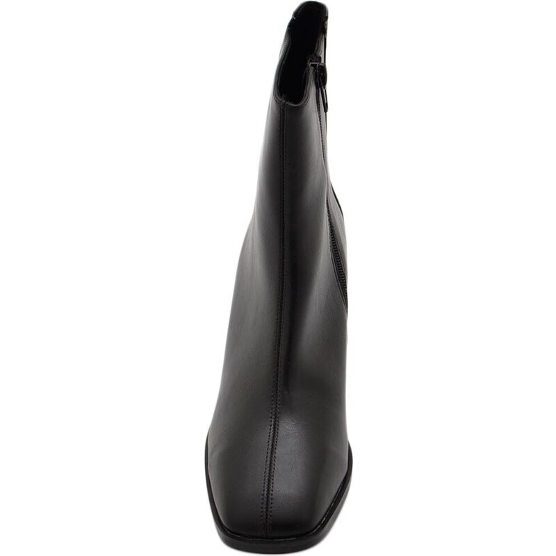 Corina Stivaletto tronchetto donna in pelle nero punta quadrata tacco largo comodo 4 cm zip laterale aderente effetto calzino