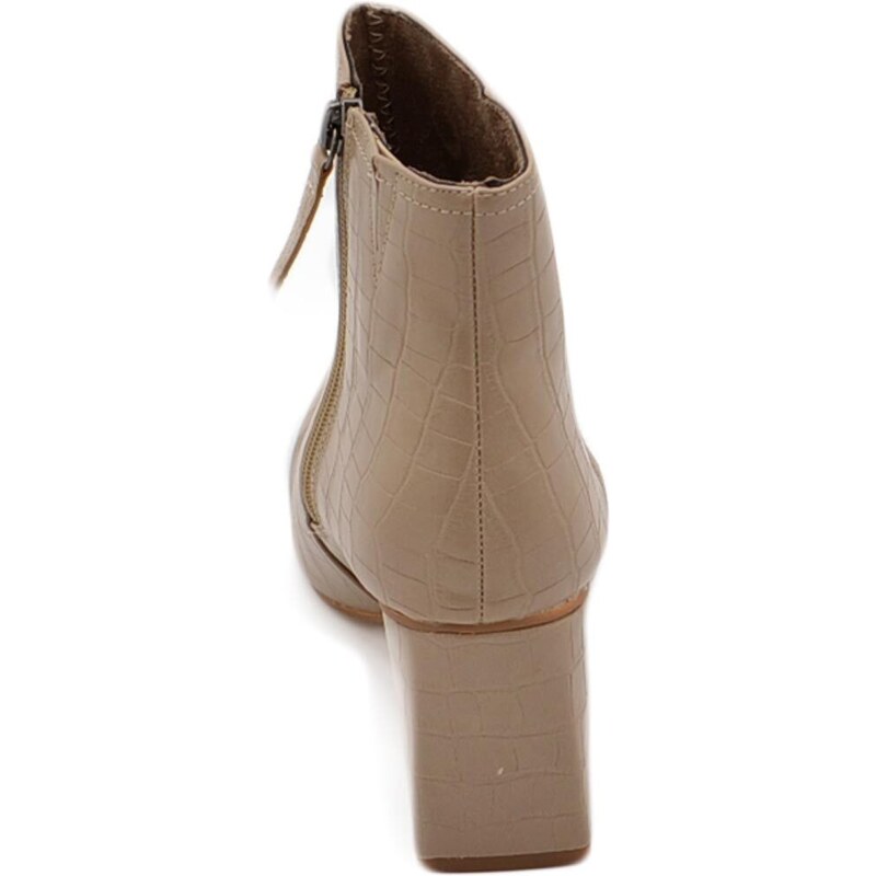 Corina Tronchetto donna camperos con tacco quadrato 7 cm a punta in ecopelle pitonata beige attillato sopra la caviglia