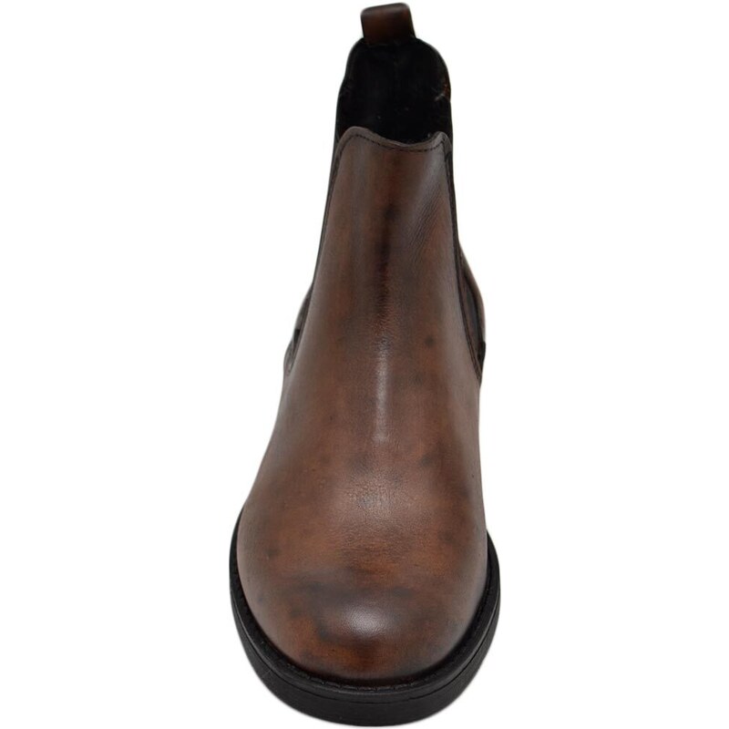 Malu Shoes Beatles uomo stivaletto con elastico in vera pelle marrone suola in gomma ultraleggera casual made in italy