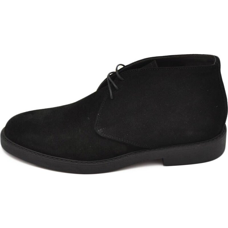 Malu Shoes Polacchino uomo in vera pelle camoscio nero alla caviglia comfort gomma sottile da professionista handmade in italy