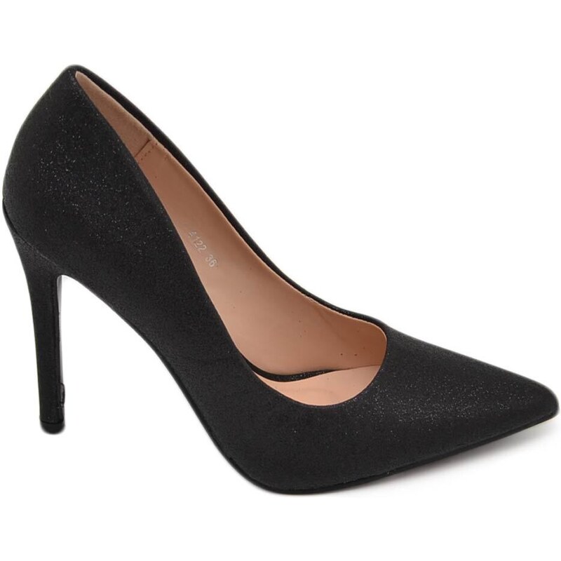 Malu Shoes Decollete' scarpe donna eleganti a punta nero brillantinato luccicante tacco a spillo 12 cerimonia evento