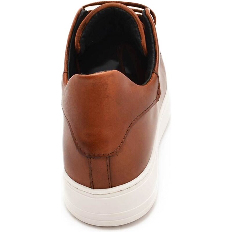 Malu Shoes Scarpa sneakers bassa uomo basic vera pelle liscia cuoio linea basic fondo in gomma bianco moda casual