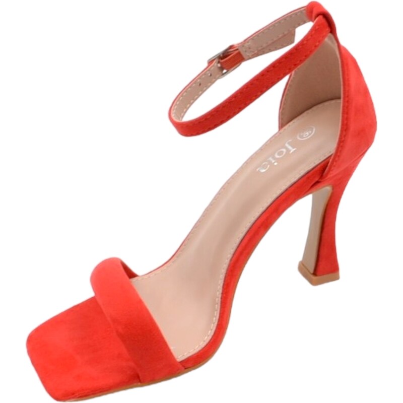 Malu Shoes Sandalo alto donna rosso in pelle scamosciata con fascia e tacco clessidra 9 cm cinturino alla caviglia linea basic