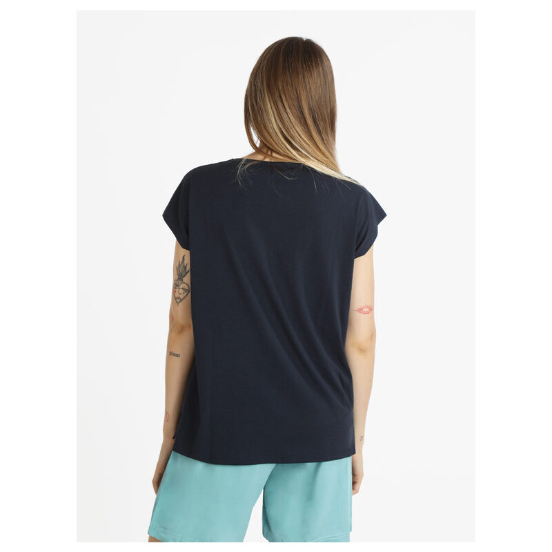 Enrico Coveri Sportswear T-shirt Manica Corta Donna Con Paillettes Blu Taglia L