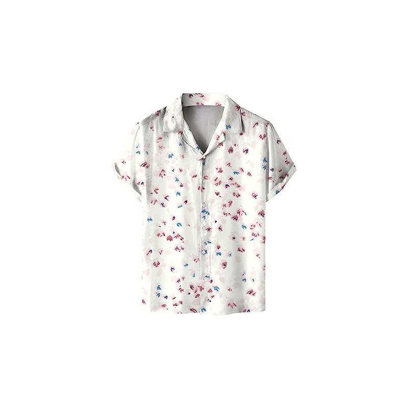 Toysdeal Camicia A Fiori Uomo Camicia Lino Uomo Coreana Cotone Manica