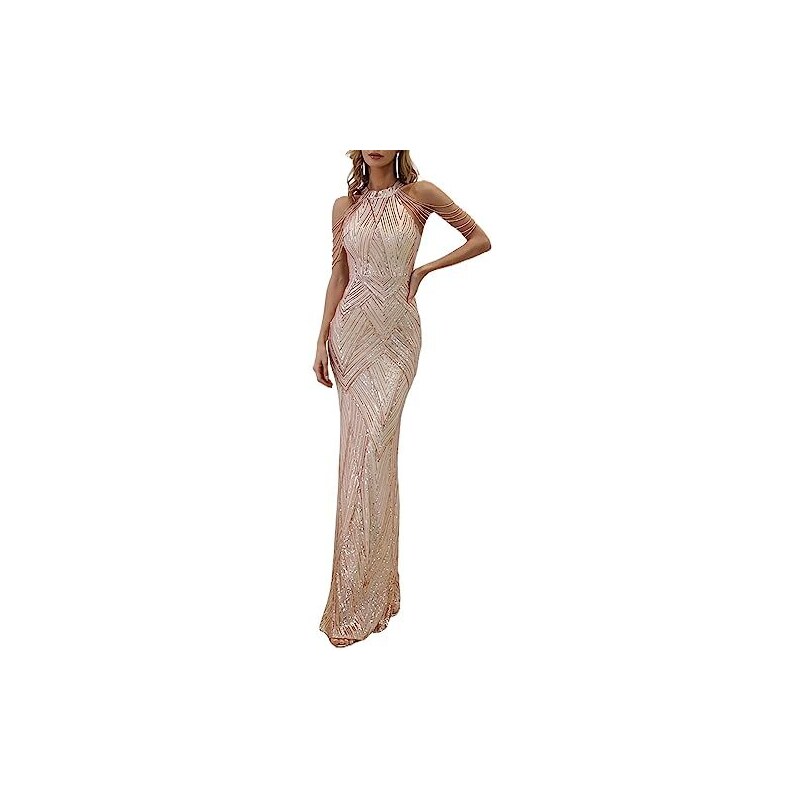 Abito Elegante In Chiffon Taglie Forti Per Donne - Senza Maniche Con Pizzo - Midi Fluido Blu Scuro - Ospite Di Nozze - 3