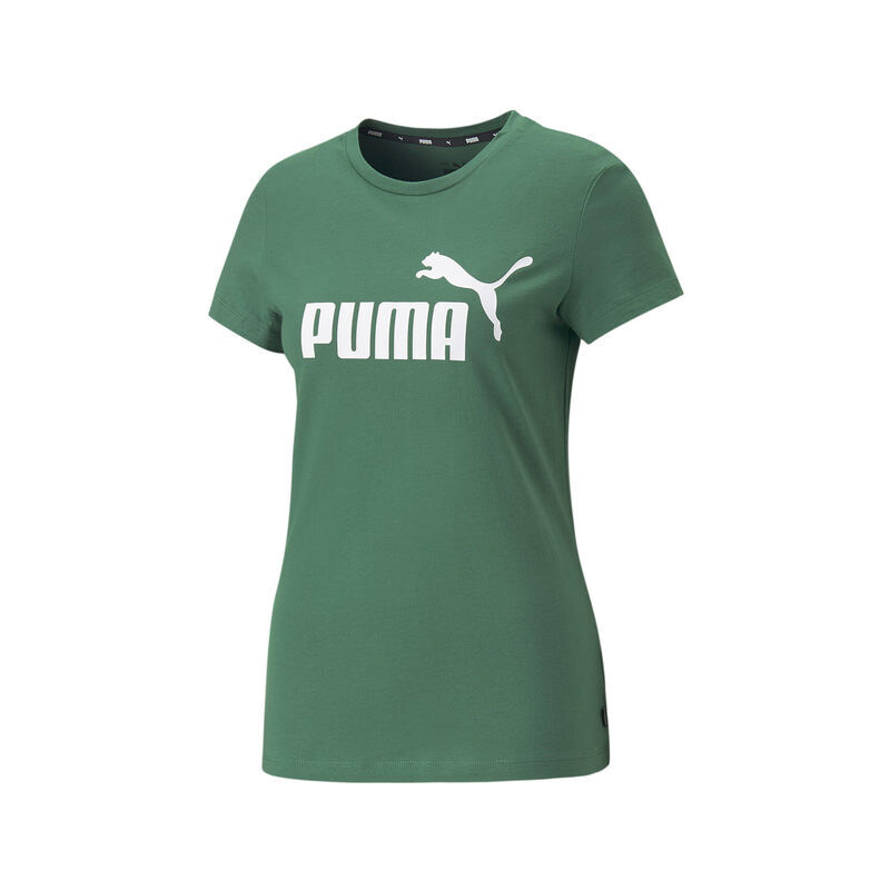 Puma Logo Essentials T-shirt Manica Corta Donna In Cotone Verde Taglia Xl