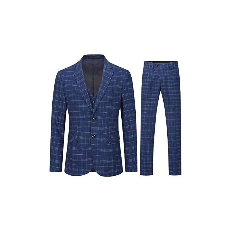 Abito Uomo 3 Pezzi Slim Fit A Righe - Completo Con Giacca, Gilet E Pantaloni Per Matrimoni E Affari - Foto 4