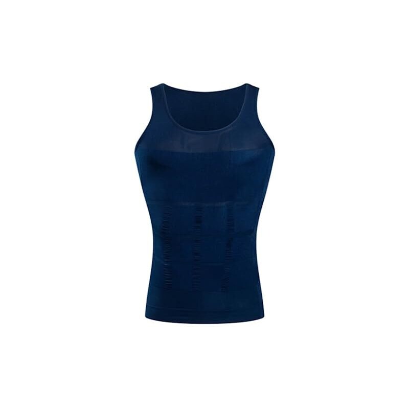 HSQSMWJ Canotta Compressione Uomo Maglietta Contenitiva Pancia Snellente  Gynecomastia Compression Shirt Vest per Nascondere (Color:Dark  blue,Size:XXL) 