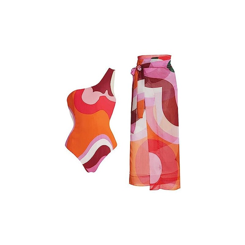 Costume Intero Donna Modellante Con Patchwork - Contenitivo Pancia, Incrociato Davanti, Taglie Forti