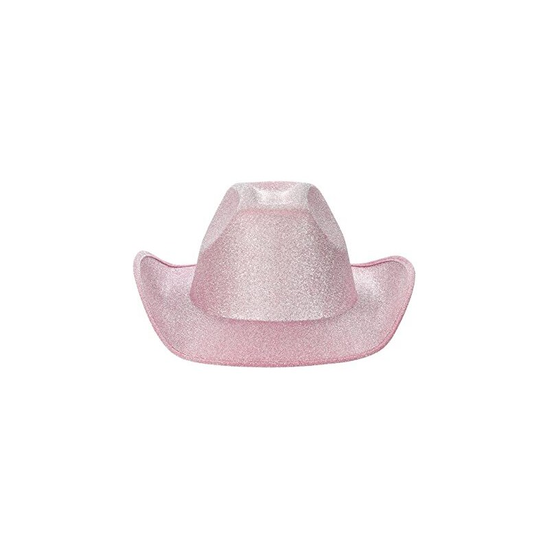 RTGSE Cappello da cowboy da donna lucido, con paillette, cappello da cowgirl,  morbido cappello a piuma, costume da cowgirl per ragazze (rosa 2, taglia  unica), Rosa 2, Taglia unica 