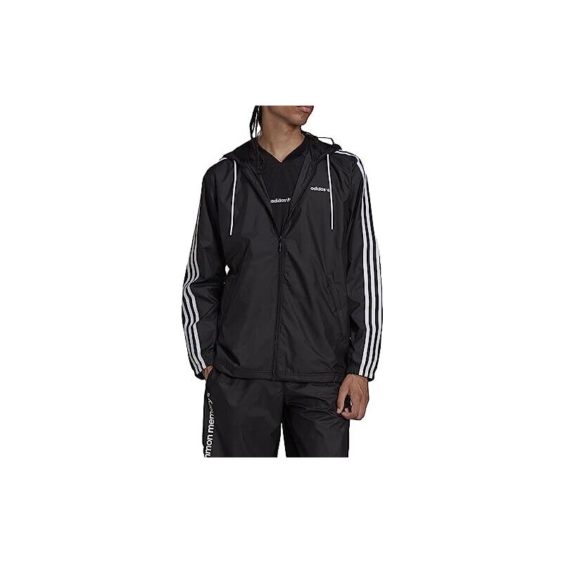 adidas Giacca Antivento Nero Uomo Trefoil C Wb, bianco, XL