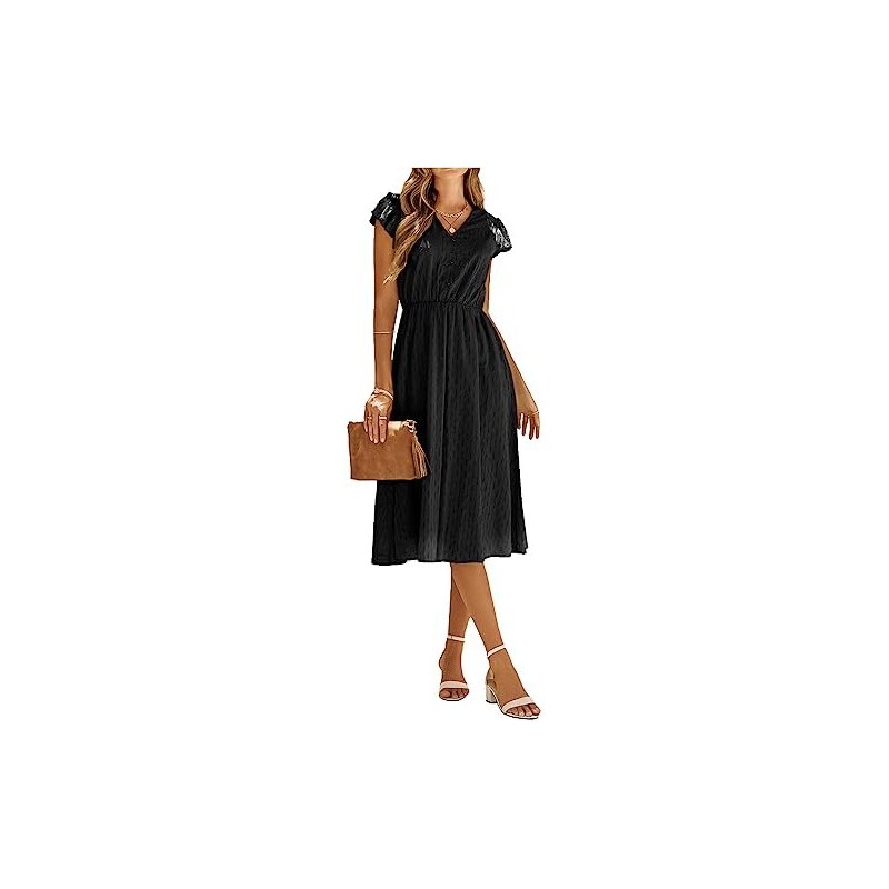 OCCOKO 2023 Abito Da Donna A Maniche Corte Con Scollo A V In Pizzo Tinta Unita Abito Cocktail Manica Lunga 121228475