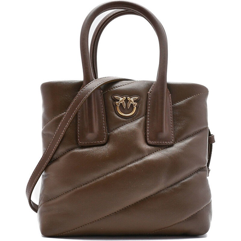 Pinko borsa Bowling Bag Medium in pelle bianco oro