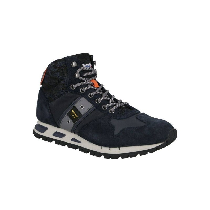 BLAUER Scarpe Sportive Uomo Nere in Pelle con Dettagli a Contrasto