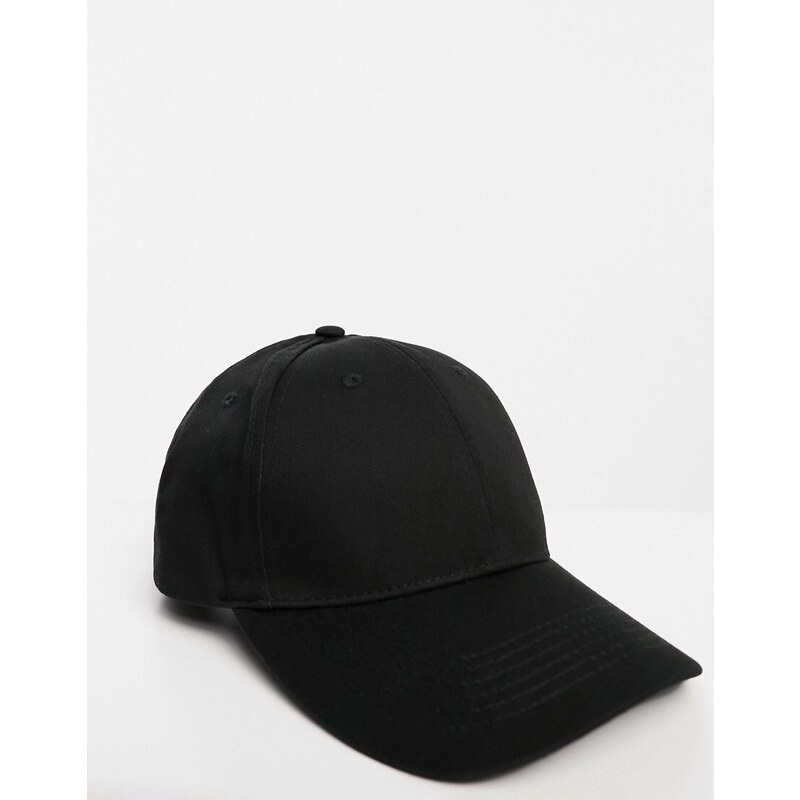 ASOS DESIGN - Cappello con visiera classico nero in cotone