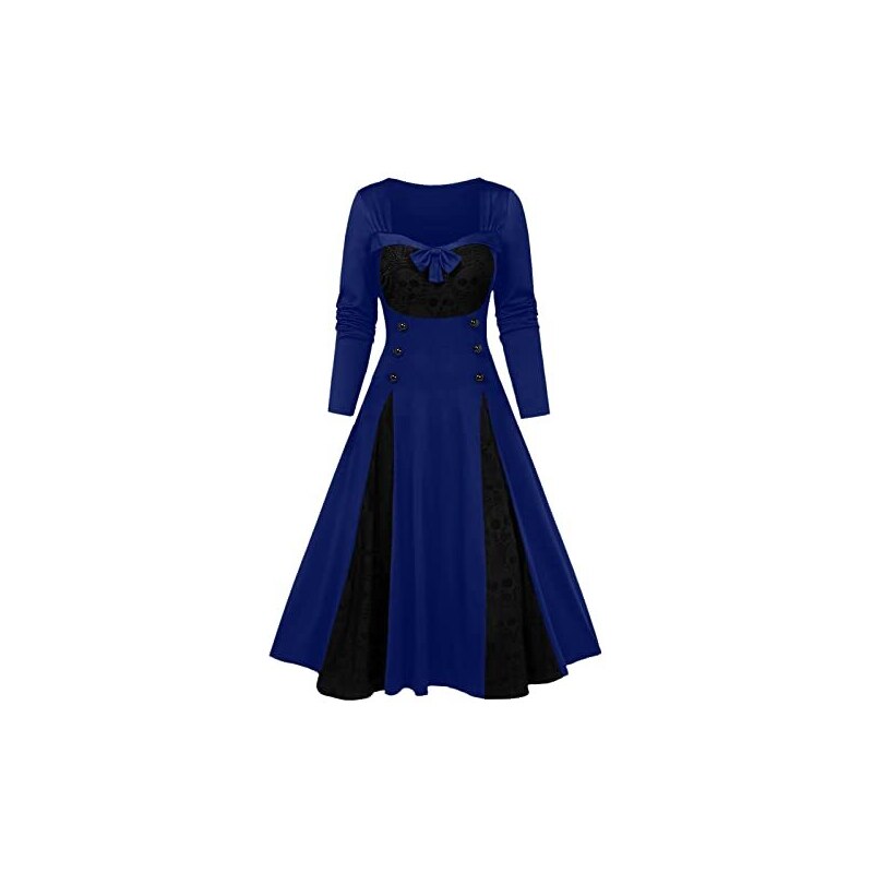 Abito Donna Vittoriano Rococò: Vestito Lungo A Tema Medievale, Perfetto Per Cosplay, Halloween E Feste A Tema. Taglie Forti Disponibili, Vita Elastica Con Coulisse, Morbido E Comodo.