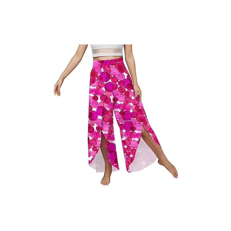 X-Image Pantaloni Donna Estivi Comodi - Vita Alta Elasticizzata Con Coulisse - Stampa Floreale, Rosa, 3XL - 92% Poliestere, 8% Elastan