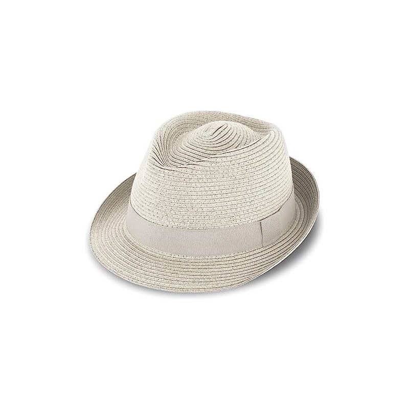 Stetson Cappello Trilby In Rafia – Paglia Naturale Con Nastro Grosgrain, Protezione UV 40+, Estate