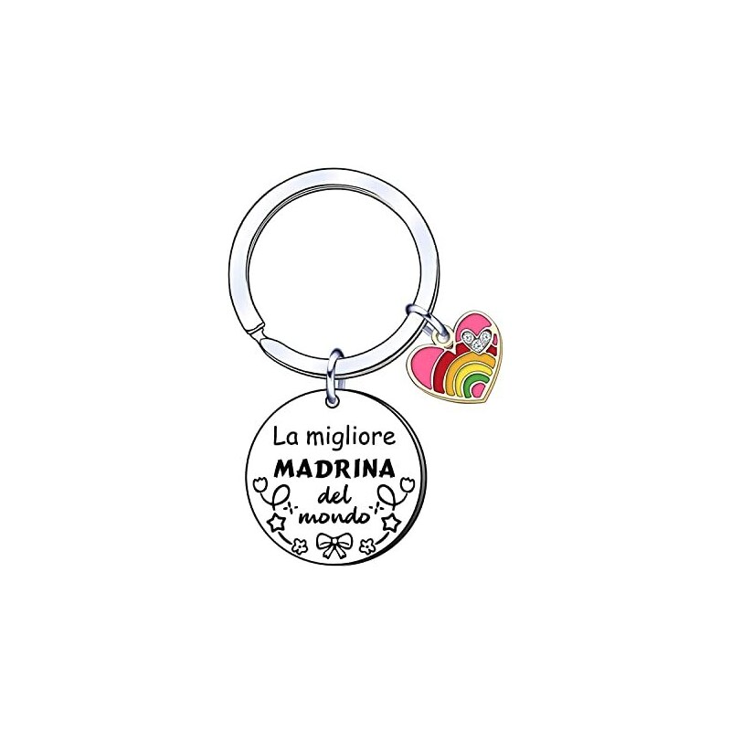 Portachiavi Madrina E Padrino - 2 Pezzi In Acciaio Con Frase Battesimo - Foto 2