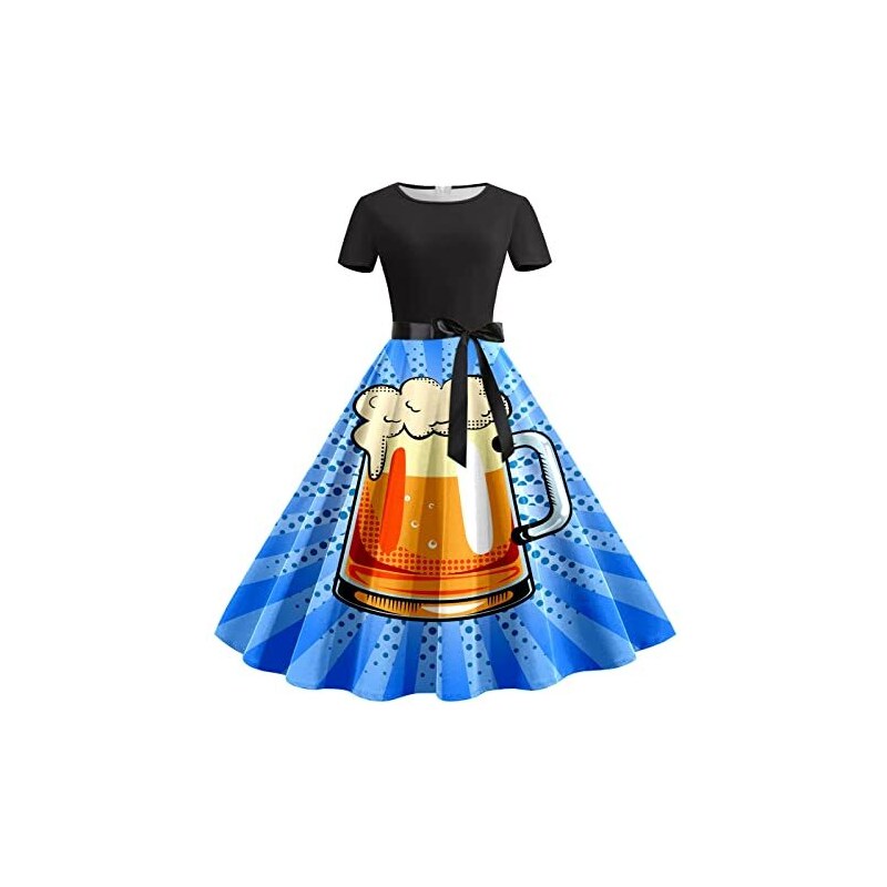 Oktoberfest Waitress in Bavarian Dirndl Vintage Poster