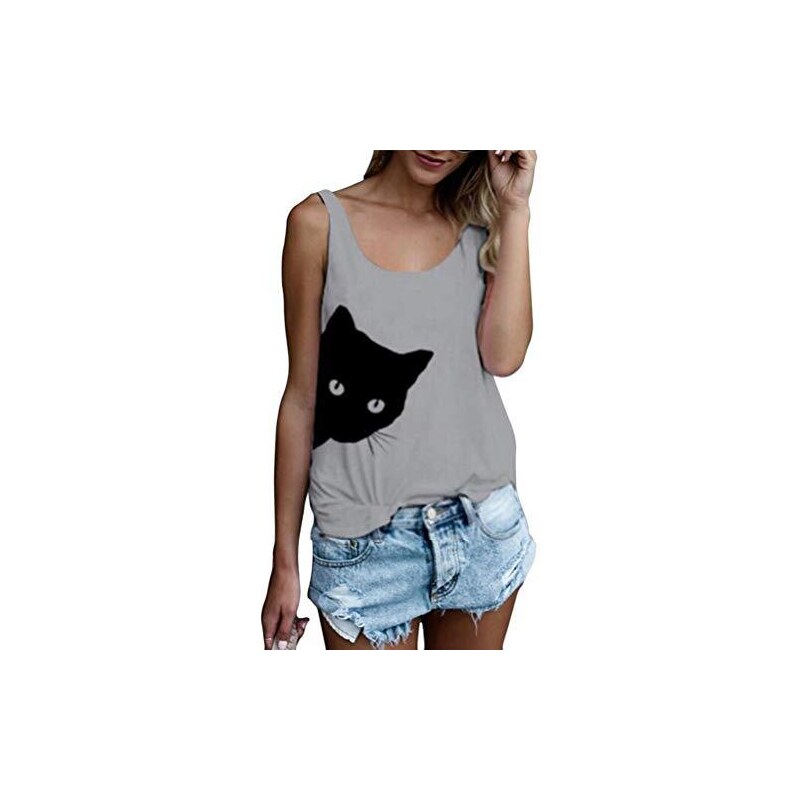 Aokosor Top Estivo Donna Con Ricami E Occhielli – Canotta Fluida Senza Maniche, Scollo Tondo, Spacco Laterale – Morbido 95% Poliestere 5% Spandex – Perfetto Per Look Casual