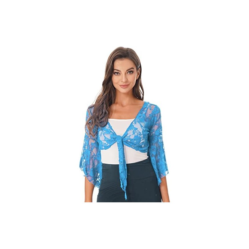 Enjoyoself Coprispalle Donna Elegante con Pizzo Uncinetto 3/4 Maniche