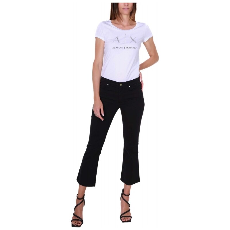 Armani Exchange JEANS FLARE CROPPED IN COTONE STRETCH, NERO