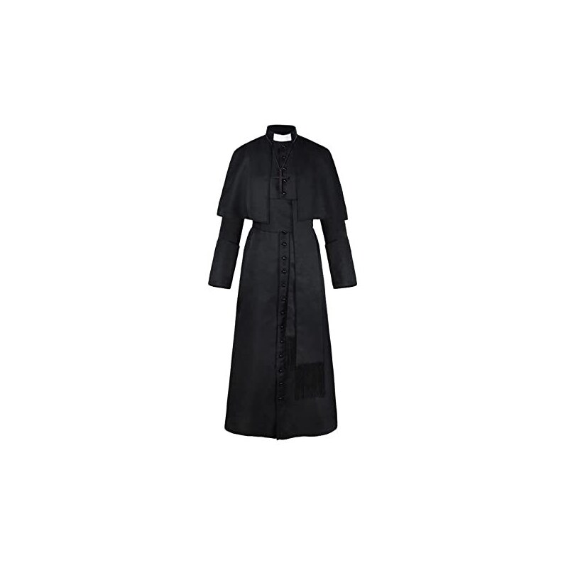 Myir JUN Costume Halloween Uomo, Costumi Vestito Halloween Adulto Accappatoio Medieval Rinascimentale Saio Ideale per Halloween Carnevale (Grigio, M