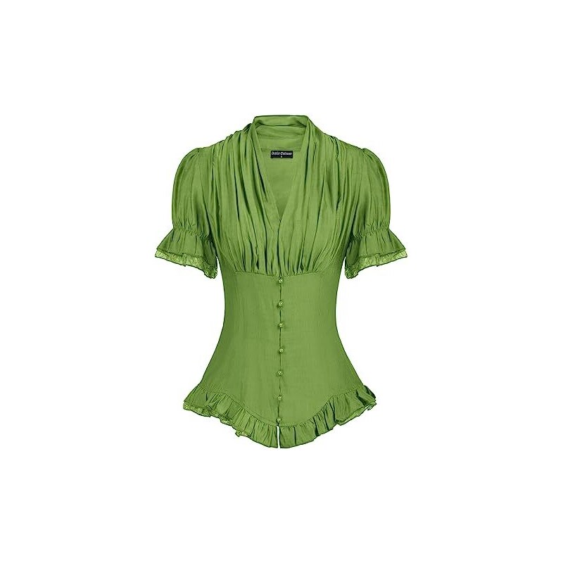 Floerns Camicetta Donna Metallizzata Con Balze E Maniche A Volant - Scollo Rotondo, Perfetta Per Feste E Serate Eleganti - 2
