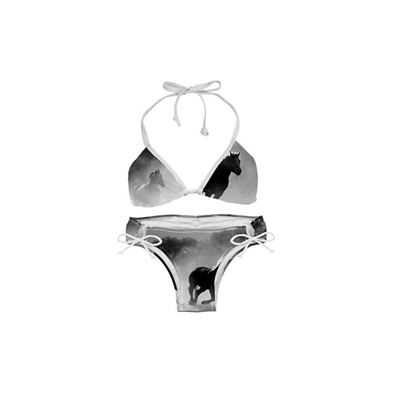 VOLAFA Costume Da Bagno Donna A Due Pezzi Triangolo Con Vita Alta – Stampato, Regolabile, Con Imbottitura – Taglia 42 Viola