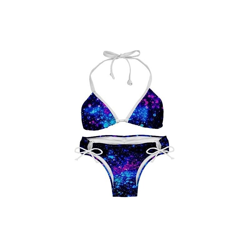 Costume Da Bagno Bambina Bikini Con Stampa Ciambella - Top Asimmetrico E Papillon - Foto 13