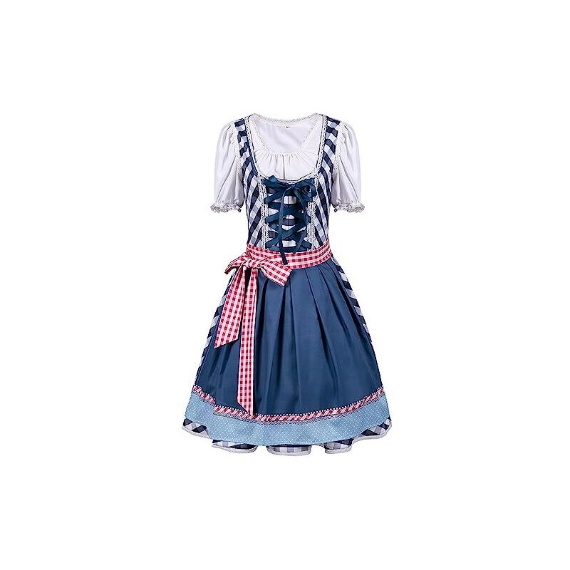 Blusa Dirndl Donna Con Scollo A V | Camicia Bavarese Per Oktoberfest | Pizzo E Ricami | Nero - Foto 10