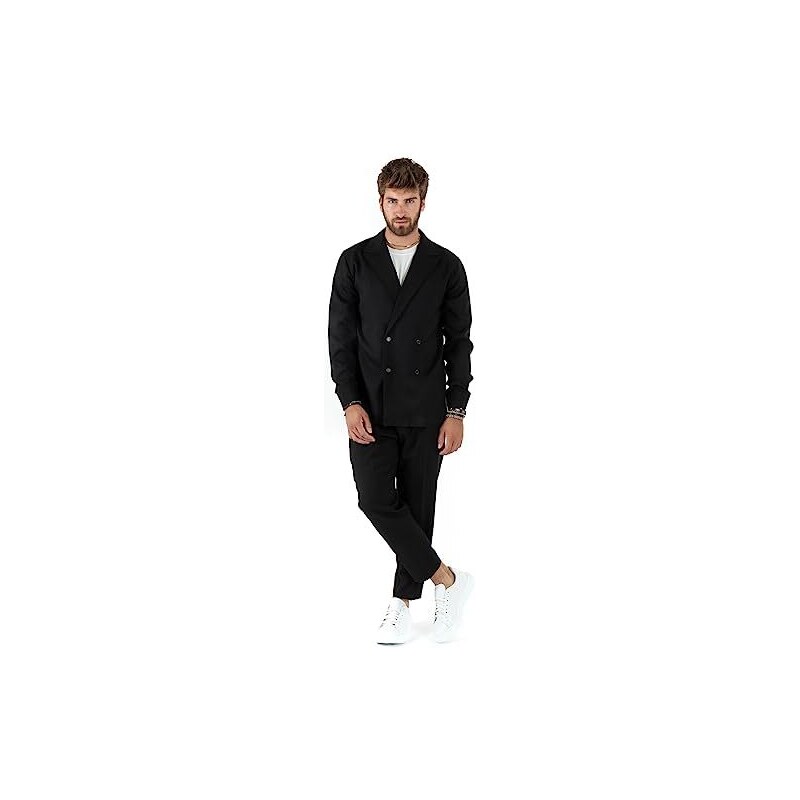 Abito Smoking Uomo Completo Nero Tre Pezzi Slim Giacca Pantaloni