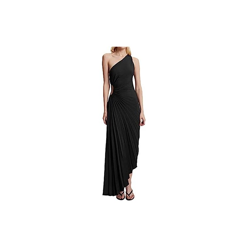 KURTIK Abito Lungo da Donna Elegante con Spalle Scoperte E Pieghettato ...
