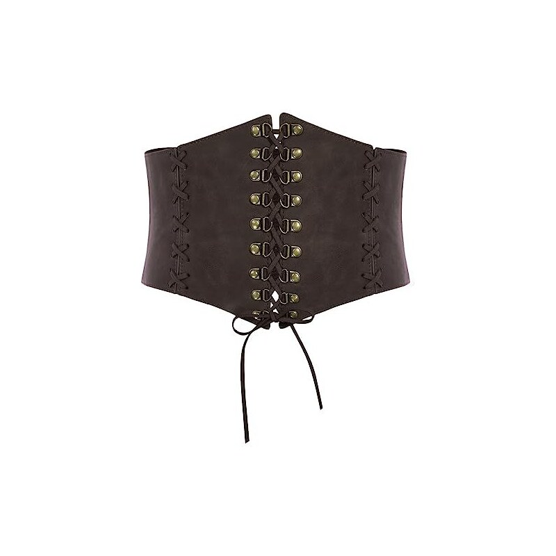 Corsetto Gotico Steampunk In Pelle Con Catene E Chiusure Metalliche Nero main image 0