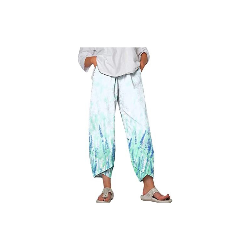Zannycn Pantaloni estivi da donna, leggeri e ariosi, in lino, da donna