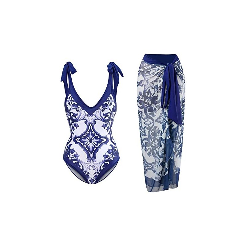 CUPSHE Costume Intero Donna Con Scollo A U, Spalline Regolabili E Nodo Frontale – Modello DAA12E3E006AAA