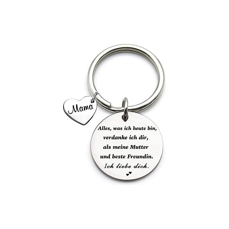 Portachiavi Regalo Per Mamma 'Grazie Mamma Perché Ci Sei Sempre' – Acciaio Inox Con Incisione