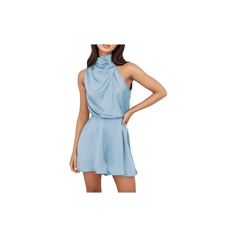 LOIJMK Abito da spiaggia da donna, alla moda, senza maniche, senza schiena, da spiaggia, mini