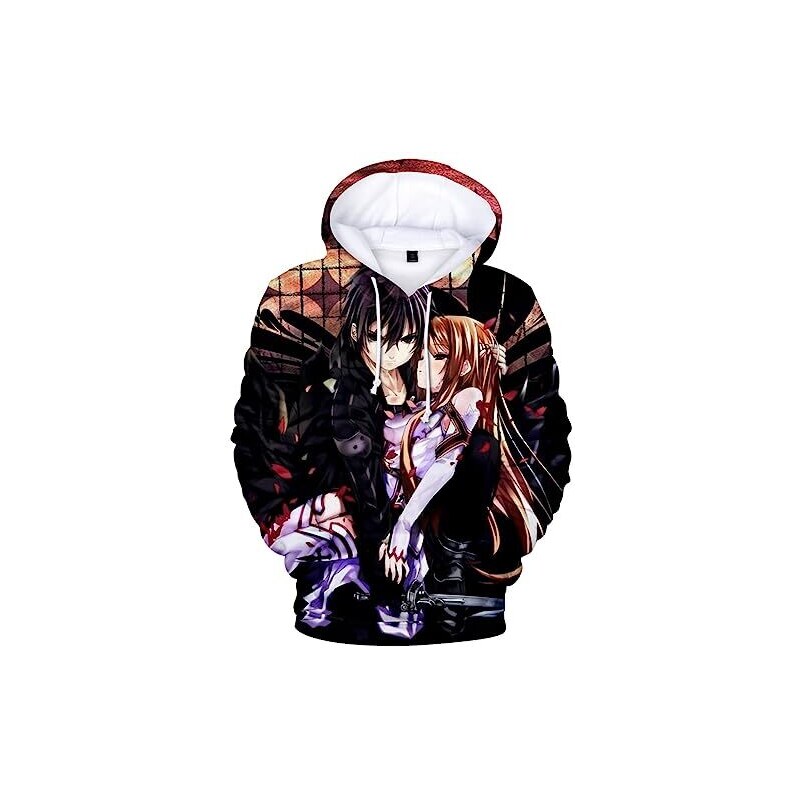 KERASTAR SAO Manga 3D Felpe con cappuccio da donna Yuuki Asuna Fancy Cosplay Top Mens Suguha Alice Kirito Anime Sword Art Online Felpe con cappuccio, 16 Spada Sao, M