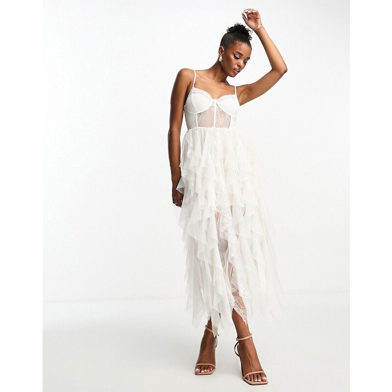 Fascia Capelli Sposa Laimew | Fiore Perla E Nastro | Elastica Comfort | Accessorio Principessa