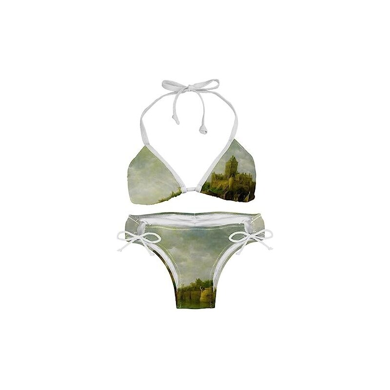 VOLAFA Costume Da Bagno Donna A Due Pezzi Triangolo Con Vita Alta – Stampato, Regolabile, Con Imbottitura – Taglia 42 Viola