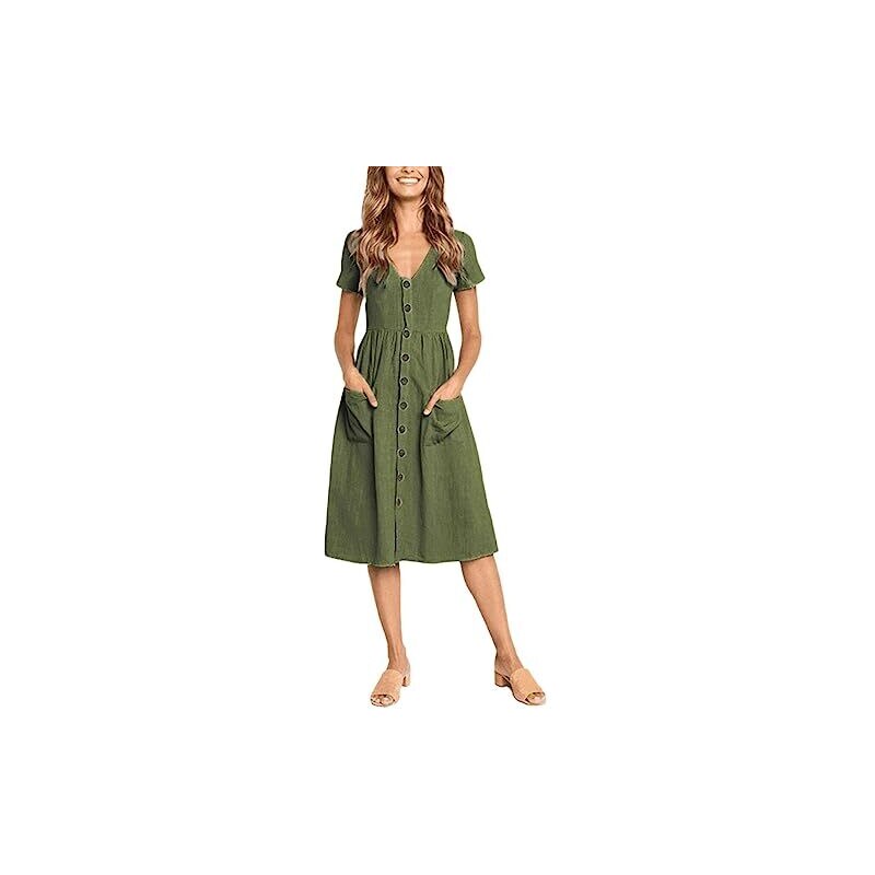 Abito Midi Floerns Stampa Stella Marina Con Volant | Taglie Forti (0XL-4XL) | Scollo A Camicia, Arricciato, Per La Spiaggia